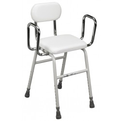 Stool features a padded seat and back for added comfortAngled seat makes sitting down and getting up..