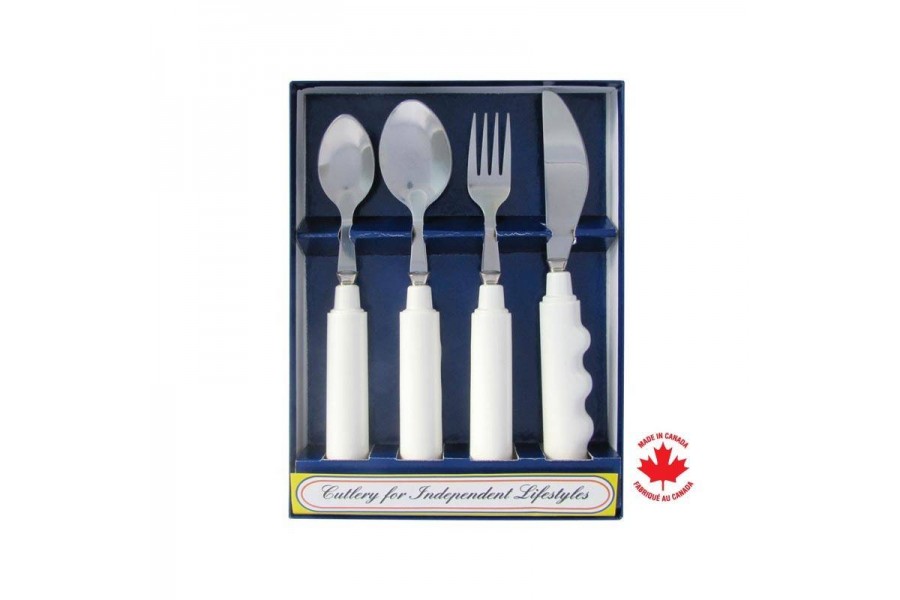The Comfort Grip cutlery has vinyl finger bump grips for excellent gripping and comfort. Parsons cut..