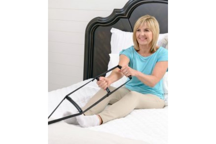HAND GRIPS: Ladder-like design makes sitting up in bed easyVERSATILE: Buckle attaches to any bed fra..