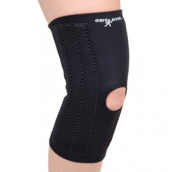 This knee sleeve has a patella hole and three spring stays at medial/lateral aspects.Provides compre..