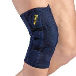 Two removable patella C-shaped buttresses that work in combination with the central straps allow opt..