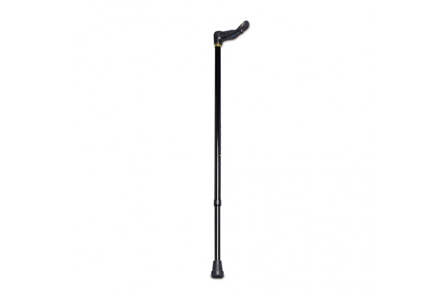 This anodized aluminum cane features an orthopedically designed, form-fitted, palm grip handle that ..
