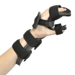 This splint offers a functional resting hand position following stroke, trauma or injury, and can al..