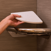 INVISIA Corner Shelf w/Nonporous Surface,Chrome