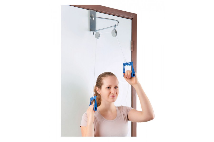Exercise Pulley works on any standard doorPortable for use at home or awayHelps restore upper body m..