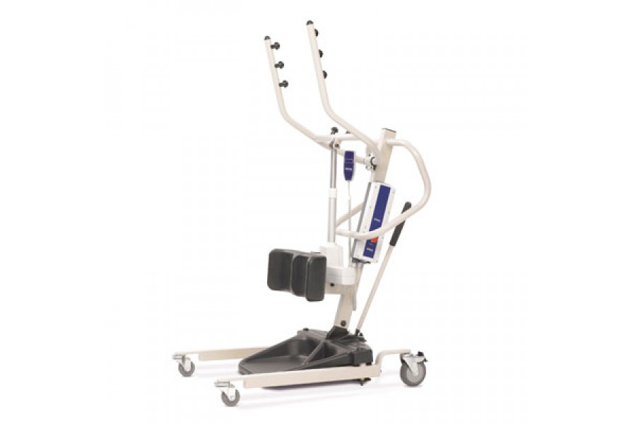 The Invacare Reliant 350 Stand-Up Lift with Base features battery-powered lifting for ease of use an..