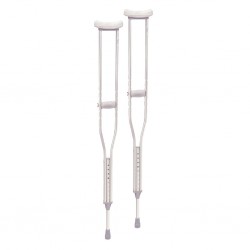 Lighter than wood, the standard aluminum crutch provides stability and durabilityDouble extruded cen..