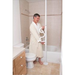2-IN-1: Transfer pole & curve grab bar that rotates 360° & locks every 45°HEIGHT ADJUSTABLE:..