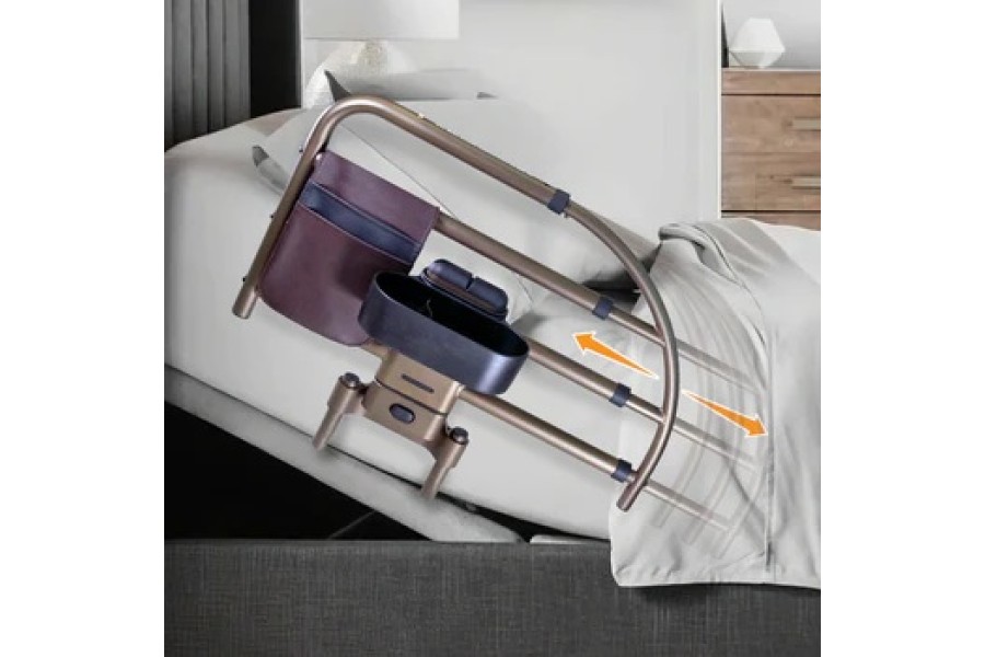 Extendable length for full fall protection at nightCurved support handle helps get in and out of bed..