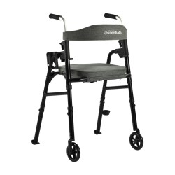 Portable folding travel walker with 5” wheels, provides light-weight, simplicity and functionality. ..