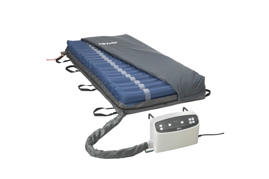 Active combination therapy system provides both alternating pressure and low air loss to optimize pr..