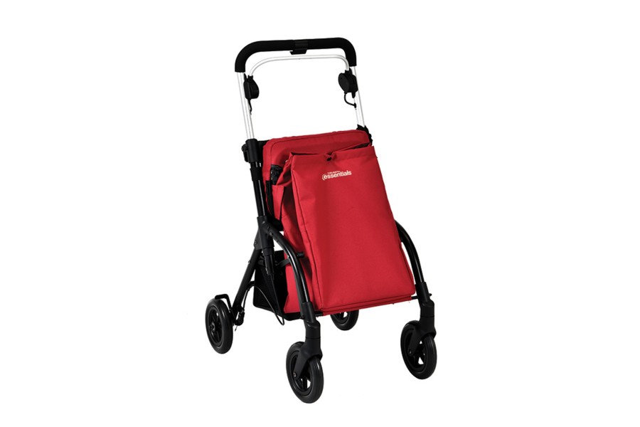 A shopping rollator with large storage bag, and front swivel wheel, provides light-weight, simplicit..