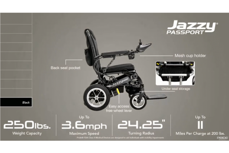Traveling has never been easier or more enjoyable with the Jazzy® Passport. This compact power chair..